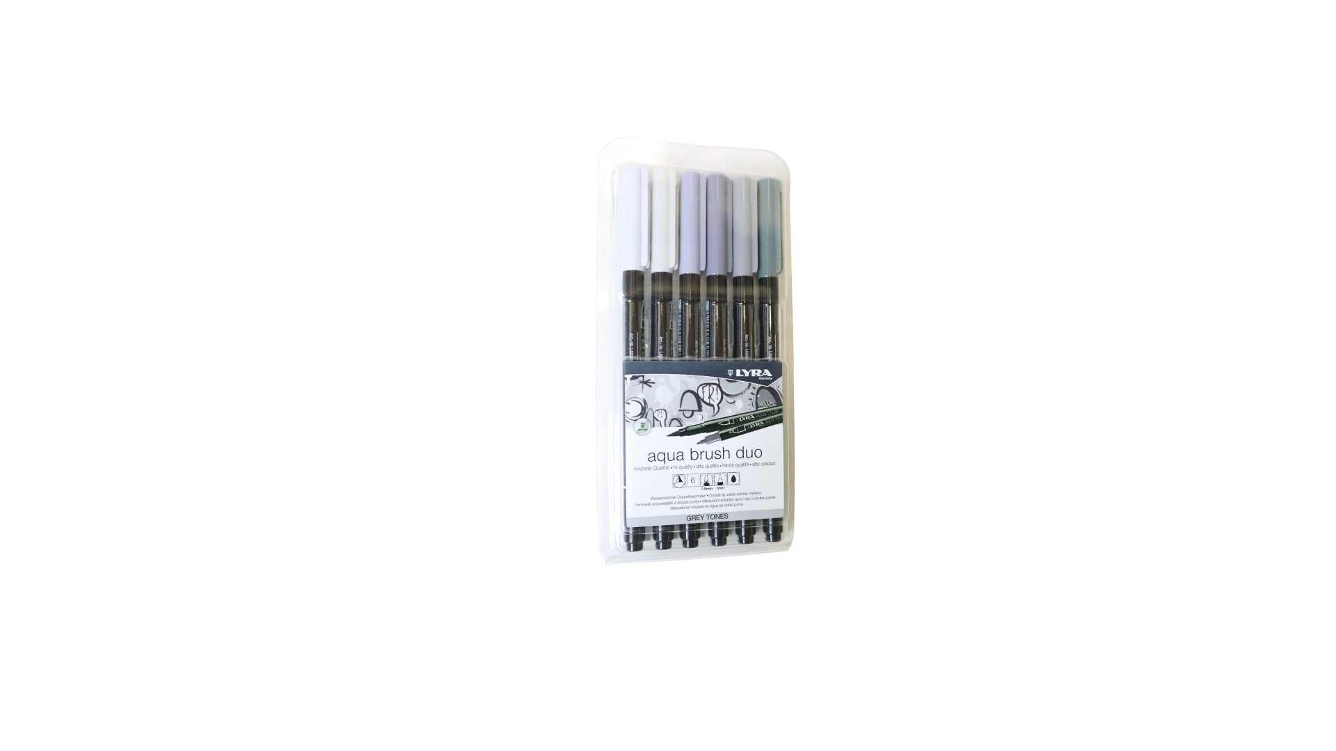 MARCADOR PUNTA PINCEL Duo ACUARELA 6 TONOS GRISES