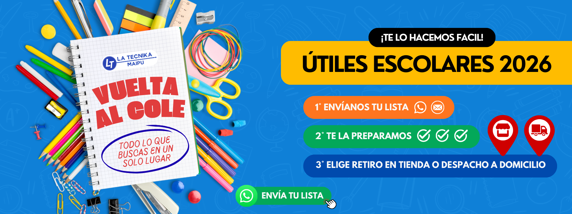 Cotiza tu lista de útiles escolares en La Tecnika por WhatsApp