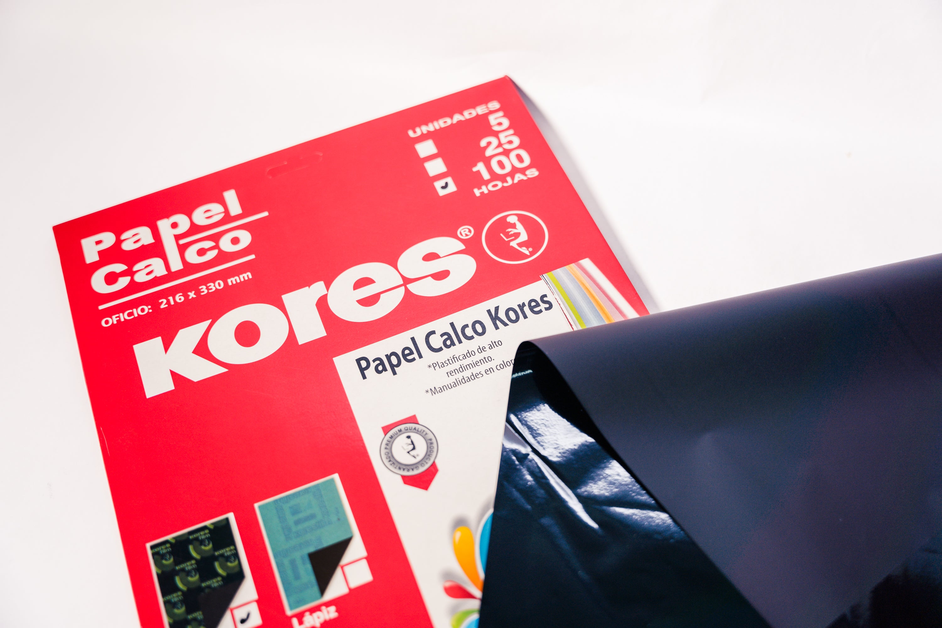 PAPEL CALCO KORES 100 UNID.NEGRO  153230