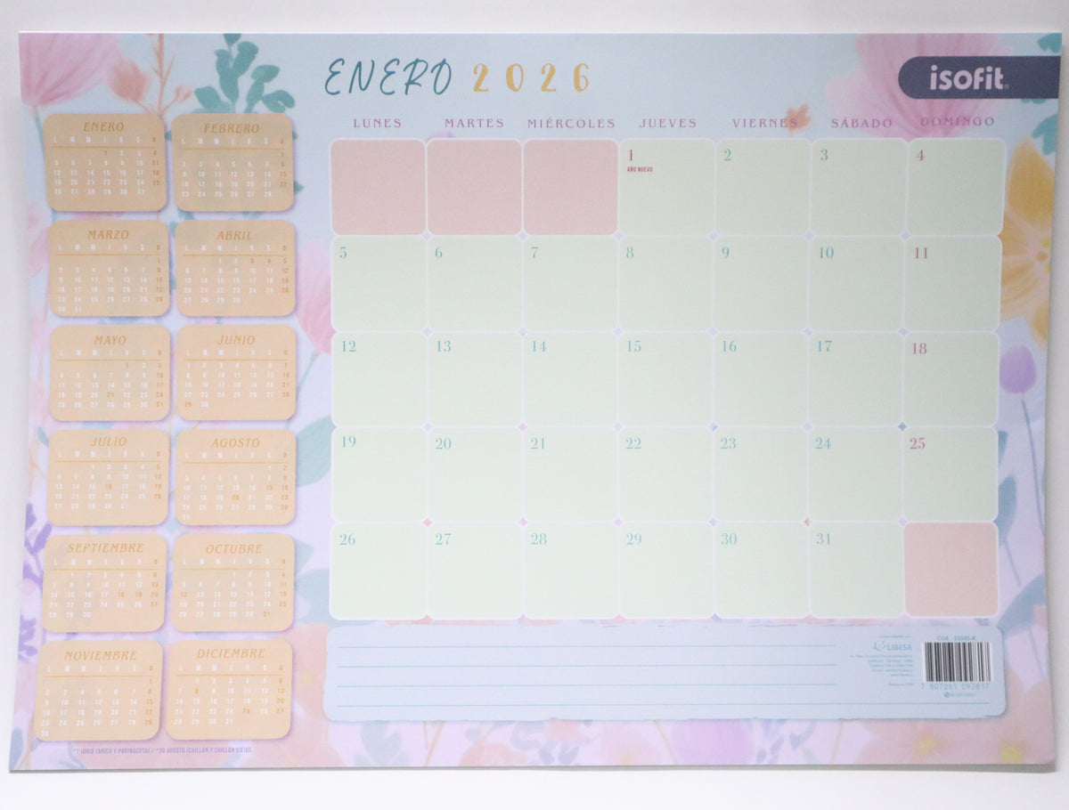 CALENDARIO MENSUAL ESCRITORIO ISOFIT MUJER